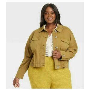 230 Ava & Viv Mustard Yellow Cropped Utility Jacket